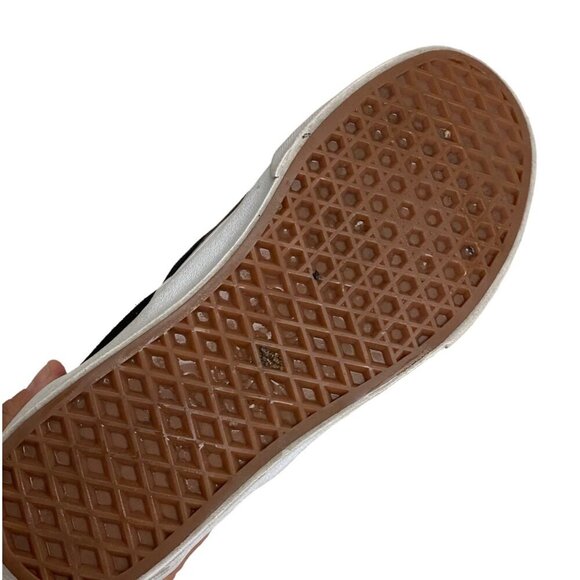 Vans Classic Leather and Canvas Slip On Black Gray Checker Sneakers Size 8.5 - Picture 5 of 6